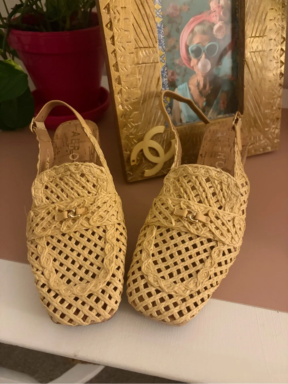 Aerosoles Woven Slingback Heeled Sandal “Santiago Raffia” in Natural